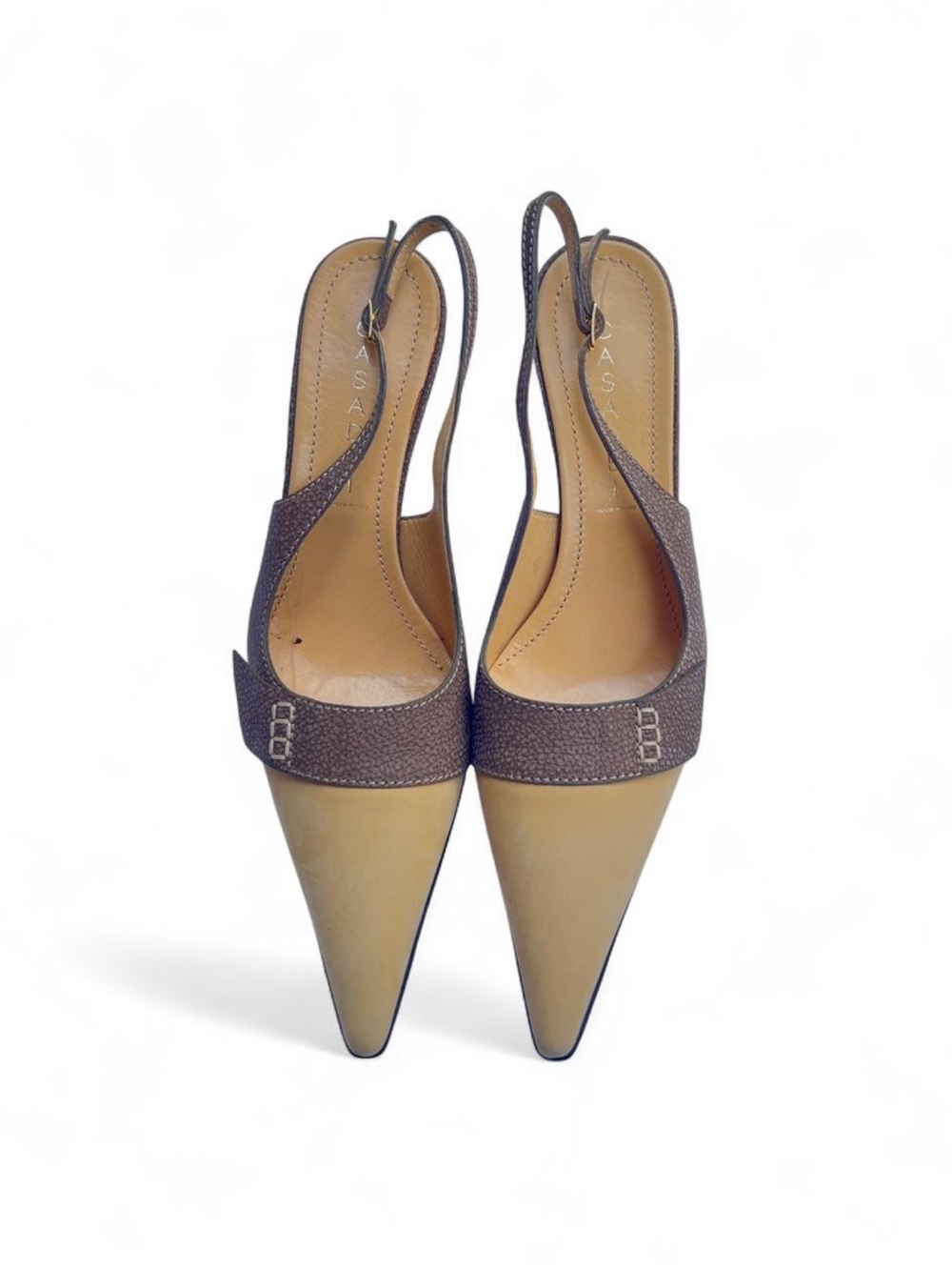 Vintage Casadei Classic Brown Leather Slingback Heels